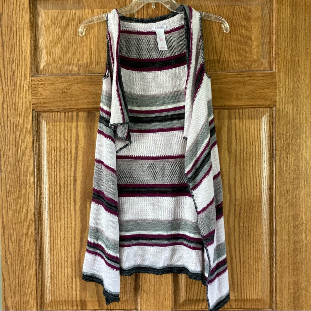 Xhilaration Striped Cardigan Sweater Vest L